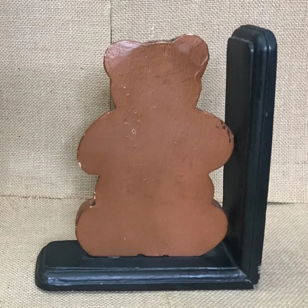 Vintage Rustic Wood Teddy Bear Bookend Farmhouse Cottagecore Nursery PRICE FIRM